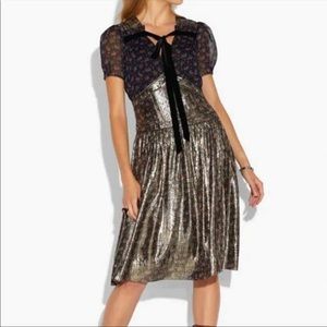 Coach Floral Metallic Silk Blend Dress